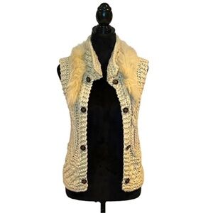 Papaya vest Cardigan rabbit fur